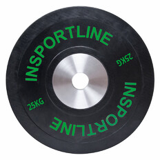 Obciążenie gumowe inSPORTline Bumper Plate 25 kg ∙ żeliwo chromowane ∙ otwór olimpijski 50 mm ∙ odporne na uderzenia ∙ gumowane