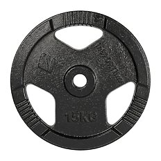 Obciążenie żeliwne inSPORTline Hamerton Black 15 kg ∙ otwór 30 mm ∙ praktyczne uchwyty ∙ odporna powłoka