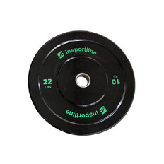 Obciążenie gumowe inSPORTline Bumper Plate Lite 10 kg ∙ żeliwo chromowane ∙ otwór olimpijski 50 mm ∙ odporne na uderzenia ∙ gumowane