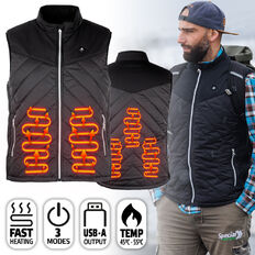 Ogrzewana kamizelka bezrękawnik męski inSPORTline Warmhim ∙ grzanie włóknem węglowym ∙ strefy brzuch/plecy/kręgosłup ∙ powerbank USB