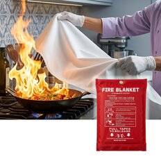 Koc gaśniczy inSPORTline Blanfir SQ 150x150 cm ∙ z włókna szklanego ∙ odporny na 800°C ∙ etui na rzep ∙ atest EN 1869:2019