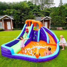 Dmuchany zamek dla dzieci inSPORTline AirMyFun Double Slide ∙ podwójna zjeżdżalnia ∙ ścianka wspinaczkowa ∙ basen wodny ∙ wspinaczka ∙ armatka wodna