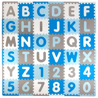 Mata edukacyjna puzzle inSPORTline Abecino 30x30x1 cm ∙ 36 szt. ∙ z literami i cyframi ∙ antypoślizgowa ∙ rozwój motoryki ∙ łatwe czyszczenie