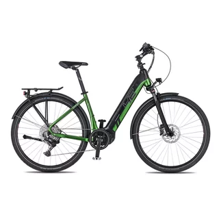 Trekkingowy rower elektryczny 4EVER Comfort Elite 720Wh 28" ∙ bateria 720 Wh ∙ zasięg do 170 km ∙ silnik BAFANG 80 Nm ∙ 11 biegów Shimano - wąż zielony/czarny
