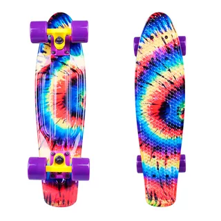 Deskorolka typu FISZKA marki WORKER Colory 22" ABEC-11 ∙ trucki aluminiowe ∙ waga 1,85 kg ∙ nośność 90 kg ∙ deska PP antypoślizgowa - Acid Rainbow (tęczowy)