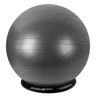 Piłka gimnastyczna inSPORTline Stretch Ball 65 cm ∙ z podstawą BallBase ∙ wypustki masujące ∙ nośność 200 kg ∙ piktogramy ćwiczeń - Czarny