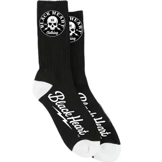 Męskie skarpety Black Heart Dominator Socks ∙ klasyczna wysokość ∙ oddychająca bawełna ∙ elastan ∙ poliamid ∙ codzienne - Czarny
