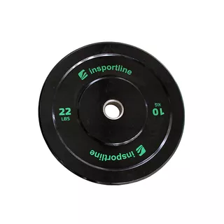 Obciążenie gumowe inSPORTline Bumper Plate Lite 10 kg ∙ żeliwo chromowane ∙ otwór olimpijski 50 mm ∙ odporne na uderzenia ∙ gumowane