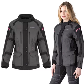 Damska kurtka motocyklowa W-TEC Barbata - czarno-szaro-różowy
