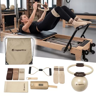 Zestaw do pilatesu inSPORTline Sinuata ∙ obręcz do pilatesu ∙ 3 gumy oporowe ∙ piłka ∙ skarpetki ∙ worek - Beżowy