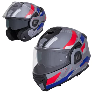 Kask motocyklowy szczękowy W-TEC Zoroz P/J ∙ wizjer pinlock ∙ osłona przeciwsłoneczna ∙ wentylacja - Błyszczący trójkolorowy