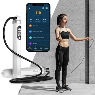 Skakanka inteligentna inSPORTline Jumpsmart ∙ Bluetooth ∙ licznik skoków ∙ regulowana długość ∙ 3 tryby treningu - Biały