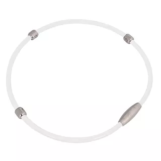 Naszyjnik magnetyczny inSPORTline Alkione ∙ silikon + stal chirurgiczna ∙ 3 magnesy neodymowe - Biały