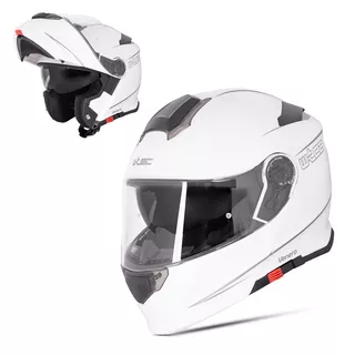 Kask motocyklowy szczękowy z blendą W-TEC Venero - Błyszczący biały