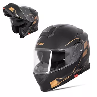 Kask motocyklowy szczękowy z blendą W-TEC Venero - Glossy Black-Gold