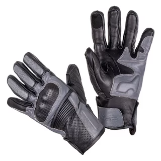 Rękawice motocyklowe skórzane W-TEC Boldron ∙ ukryte ochraniacze ∙ optymalna wentylacja dłoni ∙ styl retro - Czarno-szary