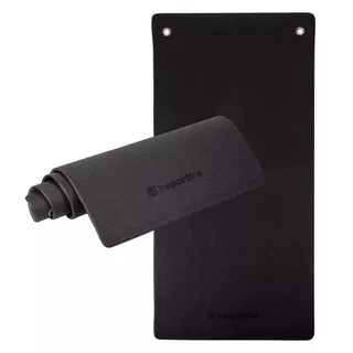 Mata do ćwiczeń inSPORTline Aero Advance 120×60 cm ∙ pianka z pamięcią ∙ 9 mm ∙ antypoślizgowa ∙ otwory ∙ imitacja skóry - Czarno-szary