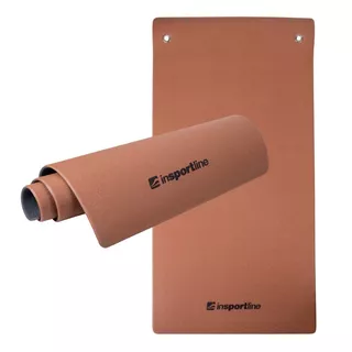 Mata do ćwiczeń inSPORTline Aero Advance 120×60 cm ∙ pianka z pamięcią ∙ 9 mm ∙ antypoślizgowa ∙ otwory ∙ imitacja skóry - mokka mus-szary