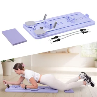 Reformer do pilatesu inSPORTline Trancer Basic ∙ antypoślizgowa deska ∙ składana konstrukcja ∙ stacja na telefon - Fioletowy