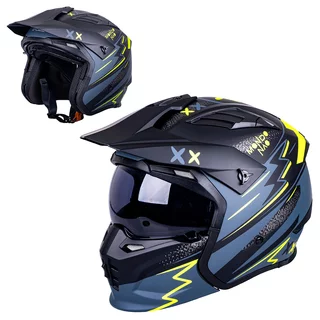 Kask motocyklowy modułowy W-TEC Badalone Graphic ∙ zapięcie mikrometryczne ∙ miejsce na interkom ∙ zdejmowana szczęka - matowy czarno-żółty