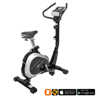 Rower treningowy magnetyczny inSPORTline Klegan ∙ cicha praca ∙ 8 poziomów obciążenia ∙ regulacja siodełka i kierownicy ∙ czujniki tętna ∙ Bluetooth - Czarno-srebrny