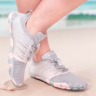Buty kąpielowe / jeżowce inSPORTline Solaric Lady ∙ damskie ∙ szybkoschnące ∙ ochrona palców ∙ perforowana podeszwa ∙ waga 225 g - Szaro-różowy
