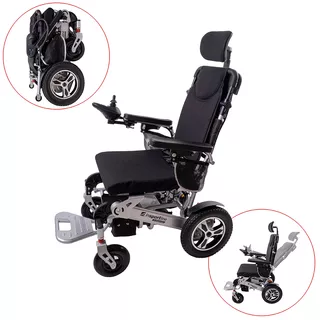 Elektryczny wózek inwalidzki inSPORTline Hawkie Evo II ∙ 700 W ∙ regulowane oparcie ∙ 130 kg - Srebrny