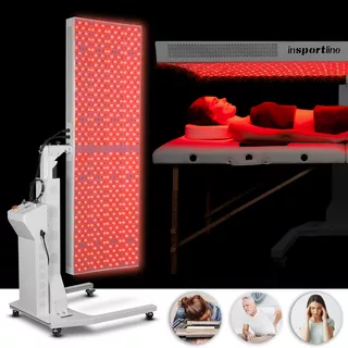 Panel LED do terapii światłem inSPORTline Supetar ∙ 300 diod RED + NIR ∙ timer i pilot ∙ montaż ścienny/stojak - Biały