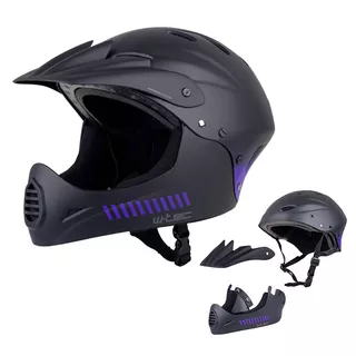 Kask Downhill W-TEC Campanero Noir ∙ full face ∙ wytrzymały ∙ bezpieczny ∙ komfortowa wyściółka ∙ system wentylacji