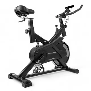 Rower treningowy spinningowy inSPORTline Alfan ∙ czarny ∙ opór manualny ∙ czujniki tętna ∙ uchwyt na tablet ∙ wyświetlacz LCD