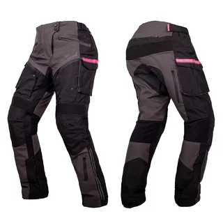 Damskie spodnie motocyklowe W-TEC Barbata - czarno-szaro-różowy
