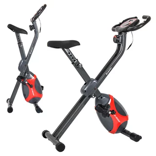 Rower treningowy składany inSPORTline Xbike ∙ magnetyczny system oporu ∙ pomiar tętna ∙ 8 poziomów obciążenia ∙ kółka transportowe ∙ cicha praca - Czerwono-szary