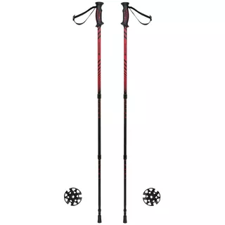 Kijki trekkingowe Ferrino GTA ∙ lekkie aluminiowe ∙ teleskopowe 60-135 cm ∙ 620 g (para) ∙ system blokady śrubowej ∙ talerzyki śnieżne - Czerwony