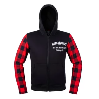 Bluza motocyklowa z kapturem W-TEC Black Heart Ramforge ∙ kieszenie na ochraniacze ∙ podszewka mesh ∙ luźny krój ∙ wyszywane logo - Czerwono-czarny