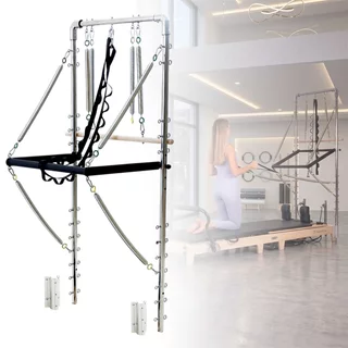 Wieża do reformera Pilates inSPORTline Driftaler ∙ nośność 100 kg ∙ drewniany drążek roll-down ∙ 8 sprężyn ∙ uchwyt V ∙ 53 oczka