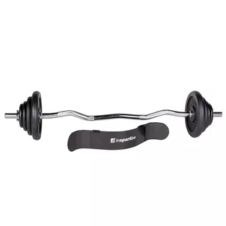 Zestaw gryf + talerze inSPORTline Castblack ∙ łamany 120 cm ∙ 30 mm ∙ 45 kg ∙ powlekane żeliwo