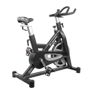 Profesjonalny rower spinningowy inSPORTline Airin ∙ magnetyczny ∙ 20 kg koło ∙ cichy napęd pasowy ∙ płynna regulacja obciążenia ∙ uchwyt na tablet - Czarno-srebrny