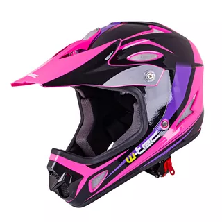 Kask downhillowy W-TEC FS-605 Allride ∙ full face ∙ do roweru i moto ∙ waga 940 g ∙ 13 otworów wentylacyjnych ∙ skorupa ABS ∙ regulowany - Extinction Pink