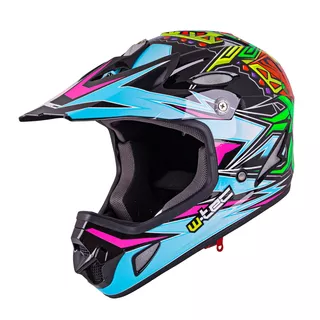 Kask downhillowy W-TEC FS-605 Allride ∙ full face ∙ do roweru i moto ∙ waga 940 g ∙ 13 otworów wentylacyjnych ∙ skorupa ABS ∙ regulowany - Blue Ritual