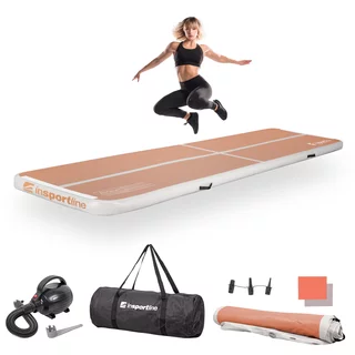 Ścieżka akrobatyczna Airtrack inSPORTline Airstunt 400x100x10 cm ∙ mocha mousse ∙ nośność 500 kg ∙ wodoodporna ∙ torba w zestawie