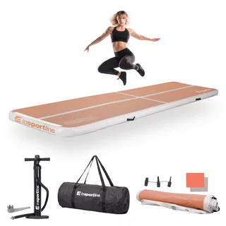 Ścieżka akrobatyczna Airtrack inSPORTline Airstunt 400x100x10 cm ∙ mocha mousse ∙ nośność 650 kg ∙ wodoodporna ∙ torba w zestawie