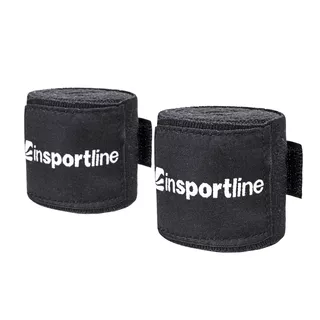 Owijki bokserskie inSPORTline Envolto ∙ 350 cm ∙ para ∙ stabilizacja nadgarstka ∙ rzep ∙ bawełna - Czarny