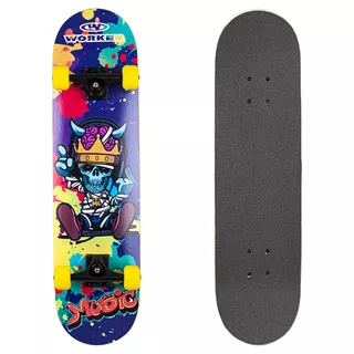 Deskorolka klasyczna Worker Psypunk 31" ∙ 8-warstwowy klon ∙ trucki aluminiowe ∙ koła 54 mm PU 95A ∙ łożyska ABEC 7 ∙ nośność 80 kg