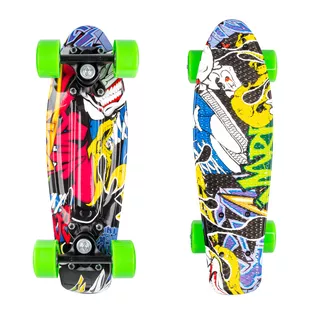 Deskorolka dla dzieci penny board typu fiszka marki WORKER Colorico 17" ∙ deck PP antypoślizgowy ∙ koła 54 mm ∙ łożyska ABEC 7 - Angry Green (żółto-zielony)