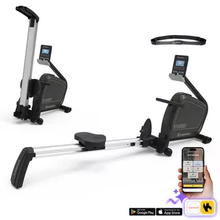 Wioślarz magnetyczny inSPORTline RW60 ∙ składany ∙ program HRC ∙ 16 stopni obciążenia ∙ Bluetooth ∙ aplikacje treningowe - Czarny