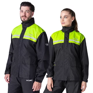 Kurtka motocyklowa przeciwdeszczowa W-TEC Rinstop ∙ wodoodporna ∙ odblaskowa Visionight ∙ ripstop ∙ mesh ∙ lekka kompaktowa - Czarny-fluo