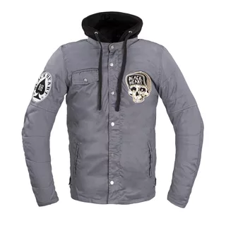 Męska kurtka motocyklowa W-TEC Black Heart Garage Built Jacket ∙ Ochraniacze CE ∙ Kaptur odpinany - Ciemny szary
