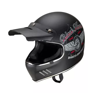Kask motocyklowy otwarty W-TEC Black Heart Retron ∙ Vintage ∙ 1100 g ∙ ECE 22-05 - Gniewny Czarny