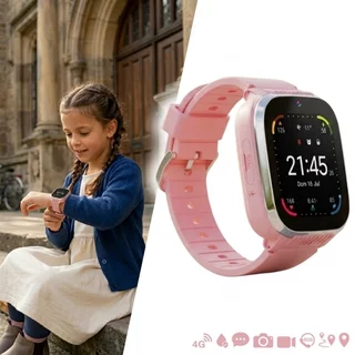 Smartwatch dla dzieci z GPS i funkcją wideo-rozmów inSPORTline Amiaro 4G LTE IP67 - Różowy