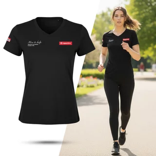 Koszulka damska inSPORTline Signature ∙ 100% bawełna ∙ wygodny krój ∙ duże logo na plecach - Czarny